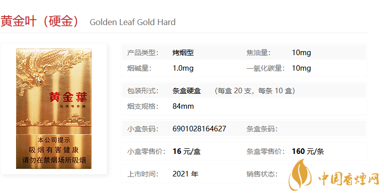 黃金葉（硬金）多少錢一包 黃金葉（硬金）價格參數(shù)一覽。